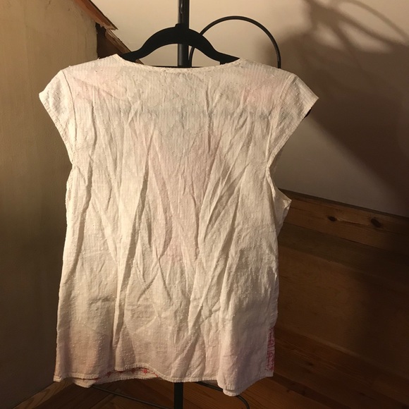 Lucky Brand White Red Boho Top, EUC, M - Picture 3 of 15